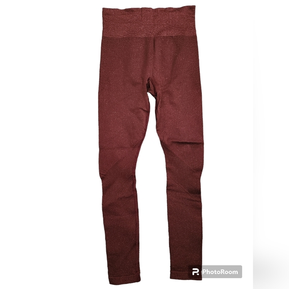 ATHLETA Shimmer Tight Leggings BLACK w/ Metallic Gold Size M Runs Small - Picture 1 of 3